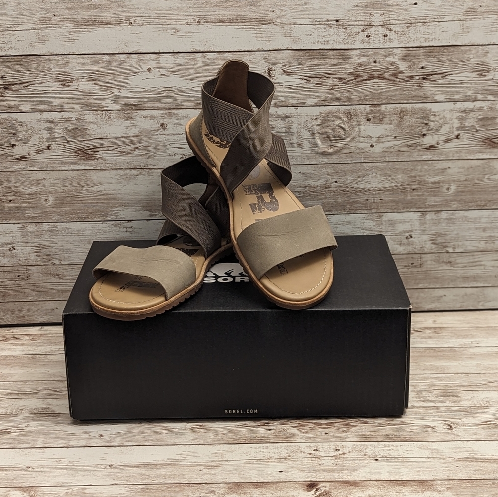 Sorel Taupe Elastic-Strap Women's Sandals